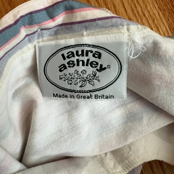 Vintage 80s 90s Laura Ashley Pastel Striped Dropwaist Sleeveless Dress Size 6 - Picture 10 of 12